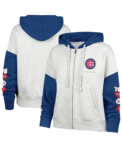 '47 Brand Women's x Heather Gray/Royal Chicago Cubs Color Block Full-Zip Hoodie