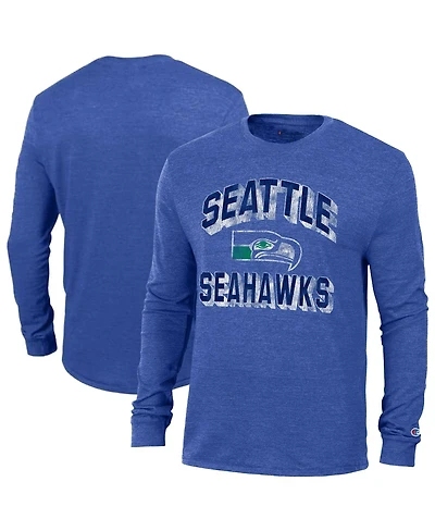 Champion Men's Heather Royal Seattle Seahawks Ultimate Tri-Blend Long Sleeve T-Shirt