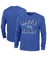 Champion Men's Heather Royal Seattle Seahawks Ultimate Tri-Blend Long Sleeve T-Shirt