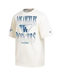 Champion Men's Cream Los Angeles Dodgers Traditions Two Locations T-Shirt
