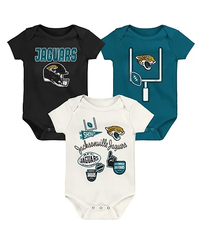 Outerstuff Boys and Girls Jacksonville Jaguars Littlest Player 3 Piece Bodysuit Set