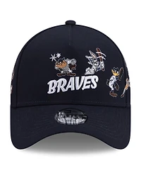 New Era Big Boys and Girls Navy Atlanta Braves Looney Tunes A-Frame 9FORTY Adjustable Hat