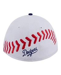 New Era Big Boys and Girls White/Royal Los Angeles Dodgers Baseball 39THIRTY M-Crown Flex Hat