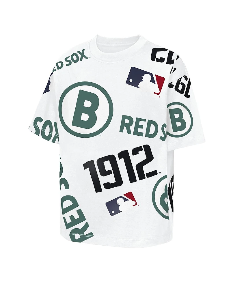 Outerstuff Big Boys and Girls White Boston Red Sox Circus Catch T-Shirt