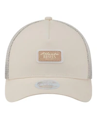 New Era Women's Light Beige Atlanta Braves Tonal Patch 9FORTY M-Crown A-Frame Trucker Adjustable Hat