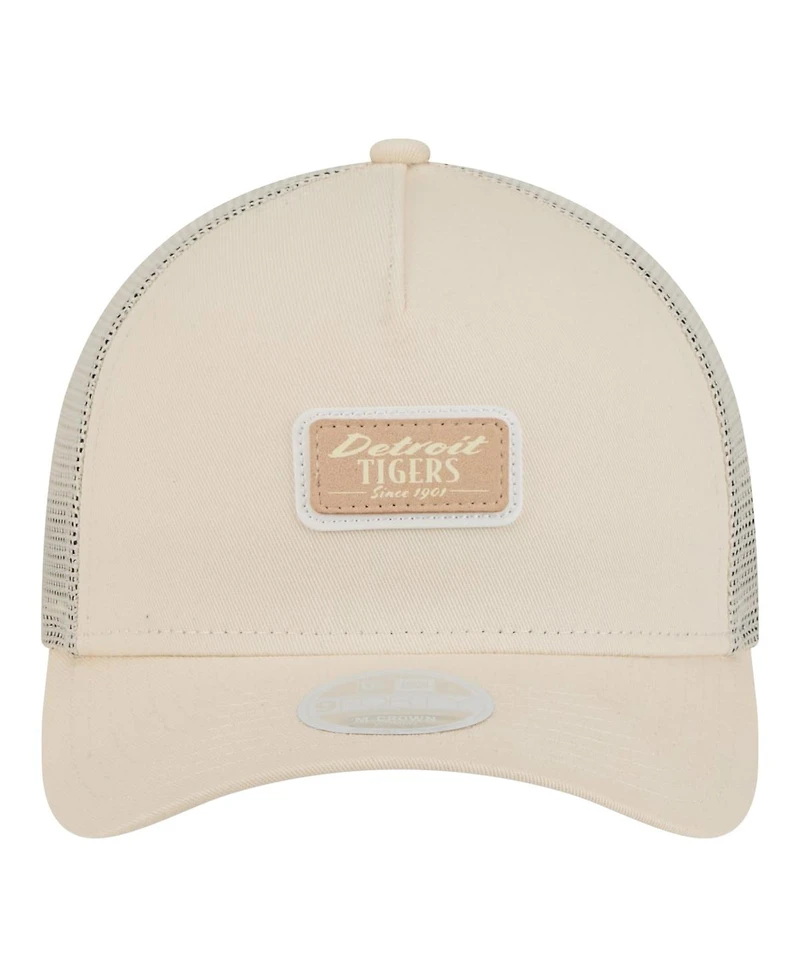 New Era Women's Light Beige Detroit Tigers Tonal Patch 9FORTY M-Crown A-Frame Trucker Adjustable Hat