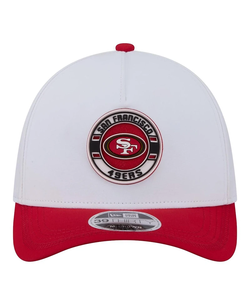 New Era Men's White/Scarlet San Francisco 49ers Patch 39THIRTY A-Frame M-Crown Perforated Flex Hat