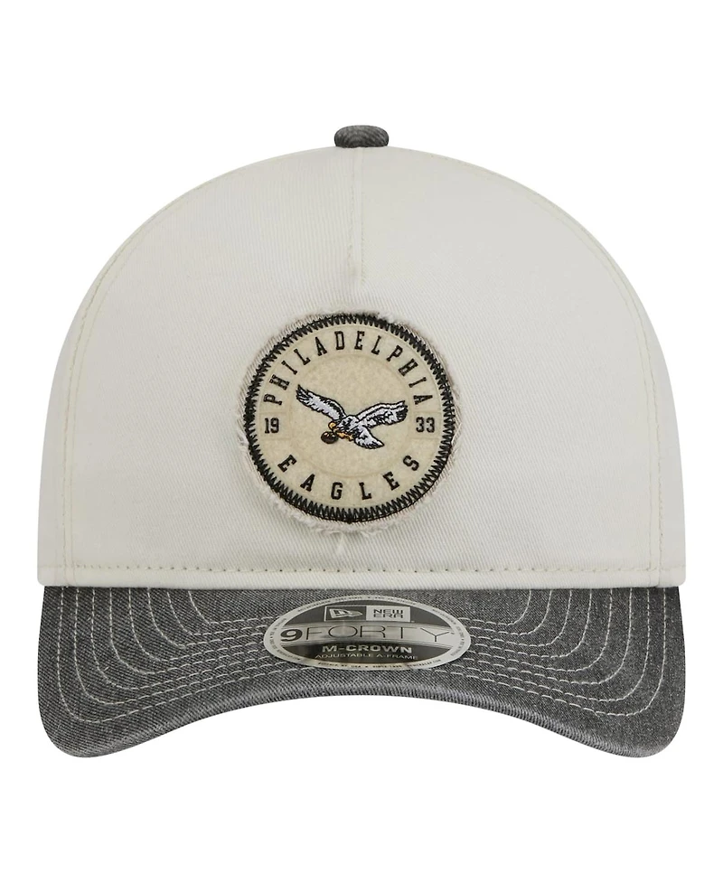 New Era Men's White/Black Philadelphia Eagles 9FORTY Felt A-Frame Adjustable Hat