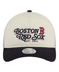 New Era Women's Light Beige/Navy Boston Red Sox Retro 9FORTY M-Crown A-Frame Trucker Adjustable Hat