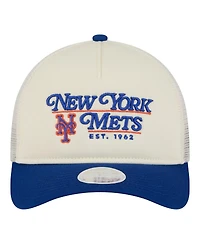 New Era Women's Light Beige/Royal New York Mets Retro 9FORTY M-Crown A-Frame Trucker Adjustable Hat