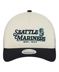 New Era Women's Light Beige/Navy Seattle Mariners Retro 9FORTY M-Crown A-Frame Trucker Adjustable Hat