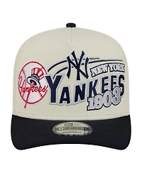 New Era Men's Cream/Navy New York Yankees Classic A-Frame 9FIFTY Snapback Hat