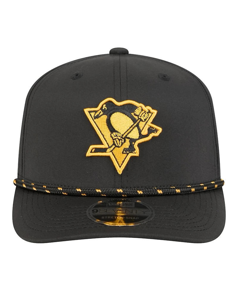 New Era Men's Black Pittsburgh Penguins Sport Vented 9SEVENTY Rope Adjustable Hat