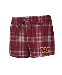 Concepts Sport Women's Heather Gray/Burgundy Washington Commanders Regulate Plaid Long-Sleeve T-Shirt and Shorts Sleep Set