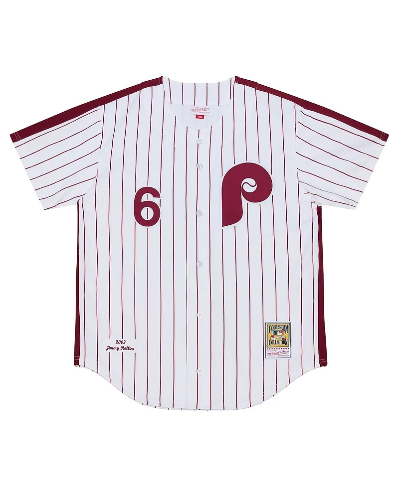 Mitchell & Ness Men's Jimmy Rollins White Philadelphia Phillies 2003 Cooperstown Collection Authentic Jersey