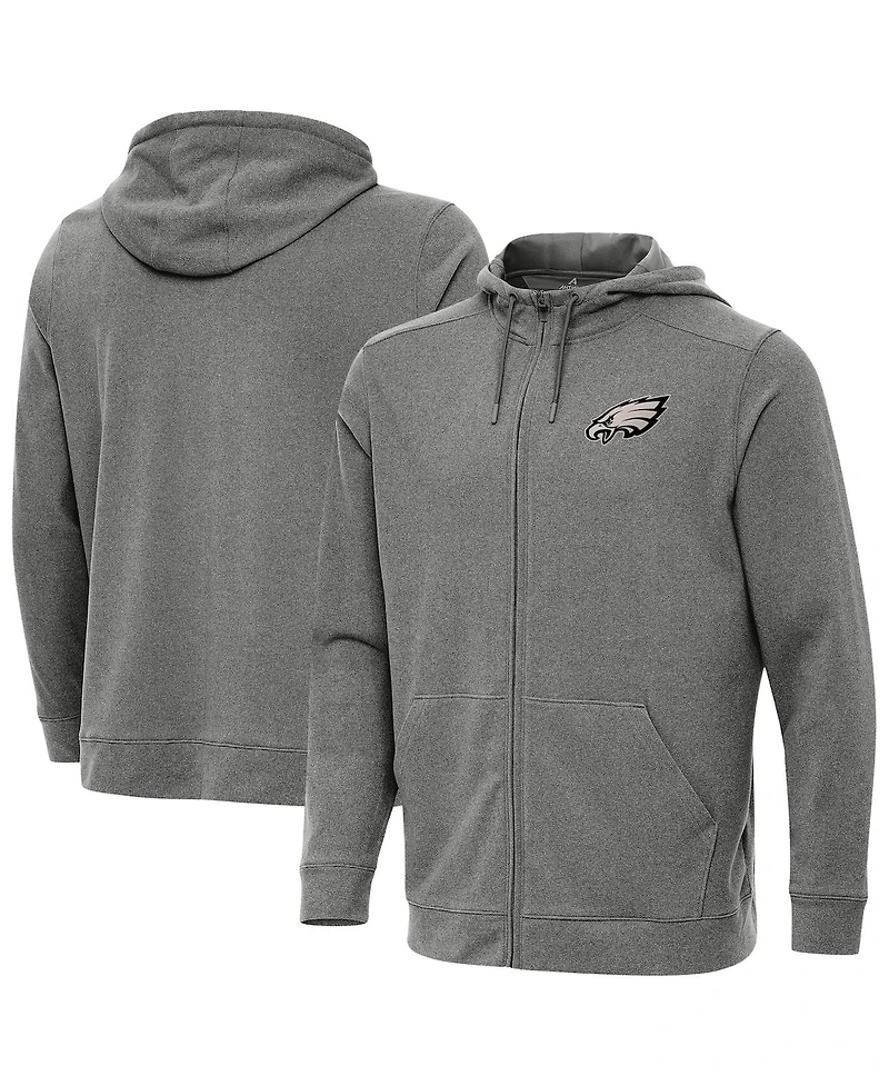 Antigua Men's Heather Black Philadelphia Eagles Effortless Full-Zip Hoodie Jacket