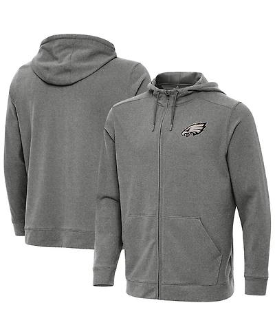 Antigua Men's Heather Black Philadelphia Eagles Effortless Full-Zip Hoodie Jacket