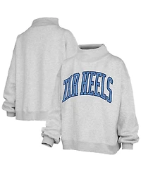 Pressbox Women's Heather Gray North Carolina Tar Heels Oversized Nelson Mock Neck Sweatshirt