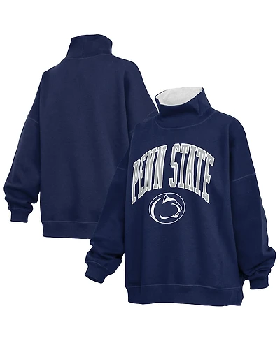 Pressbox Women's Navy Penn State Nittany Lions Oversized Mock Neck Sweatshirt