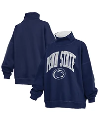 Pressbox Women's Navy Penn State Nittany Lions Oversized Mock Neck Sweatshirt