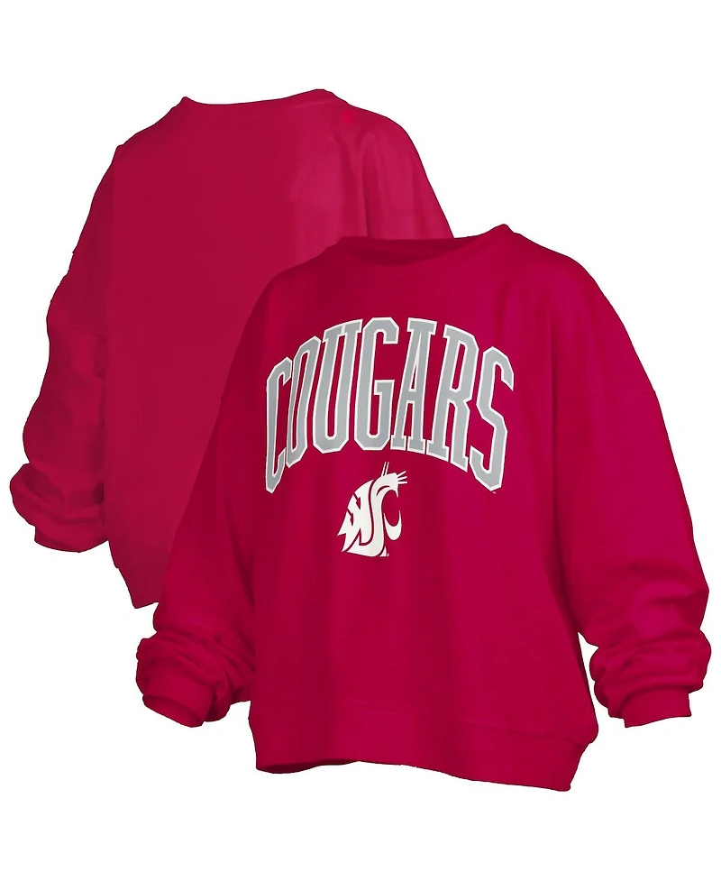 Pressbox Women's Crimson Washington State Cougars Janise Fleece Sweatshirt