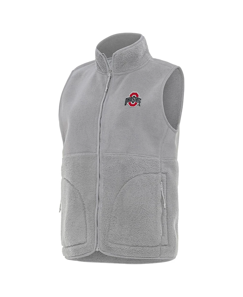 Antigua Women's Gray Ohio State Buckeyes Nostalgic Full-Zip Vest