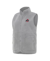 Antigua Women's Gray Ohio State Buckeyes Nostalgic Full-Zip Vest