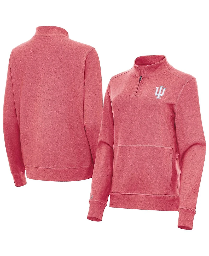 Antigua Women's Heather Crimson Indiana Hoosiers Crush Quarter-Zip Jacket