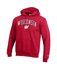 Champion Men's  Red Wisconsin Badgers Arched Logo Fleece Pullover Hoodie