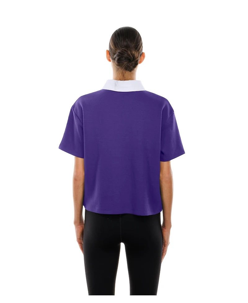 New Era Women's Purple Baltimore Ravens Throwback Boxy Cropped Polo Shirt