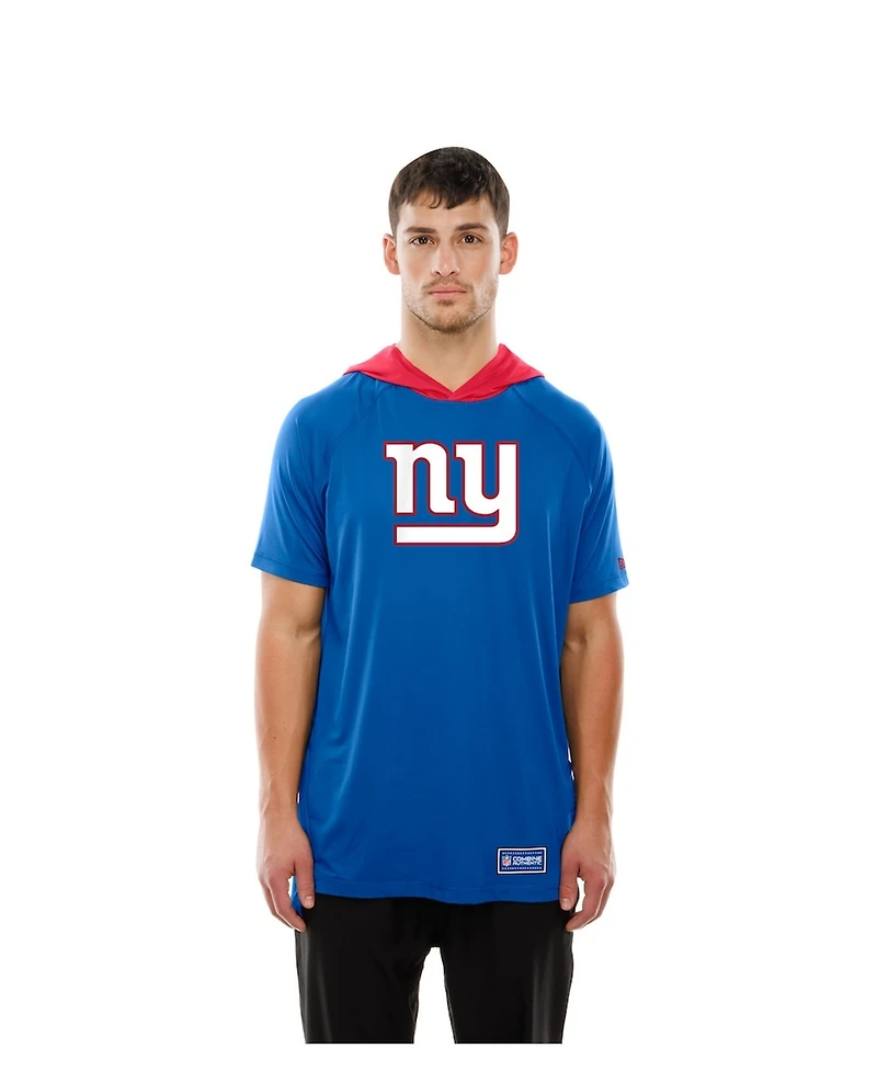 New Era Men's Royal York Giants Combine Authentic Hooded Raglan Short-Sleeve T-Shirt