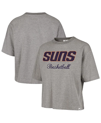 '47 Brand Women's Gray Phoenix Suns Pivot Drop Needle Cropped T-Shirt