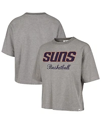 '47 Brand Women's Gray Phoenix Suns Pivot Drop Needle Cropped T-Shirt