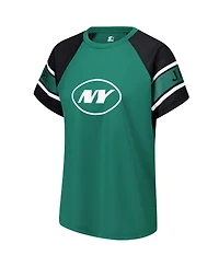 Starter Women's Green New York Jets 1st Rounder Color Block Raglan Top