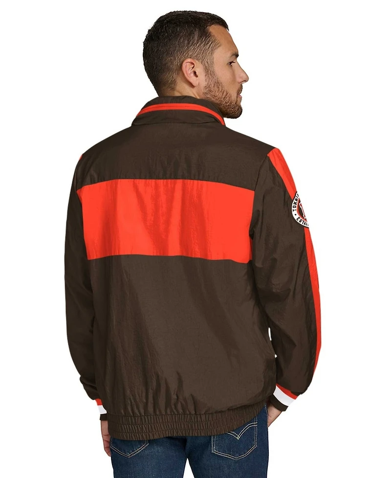 Tommy Hilfiger Men's Brown Cleveland Browns Gael Lightweight Half-Zip Pullover Hoodie Jacket