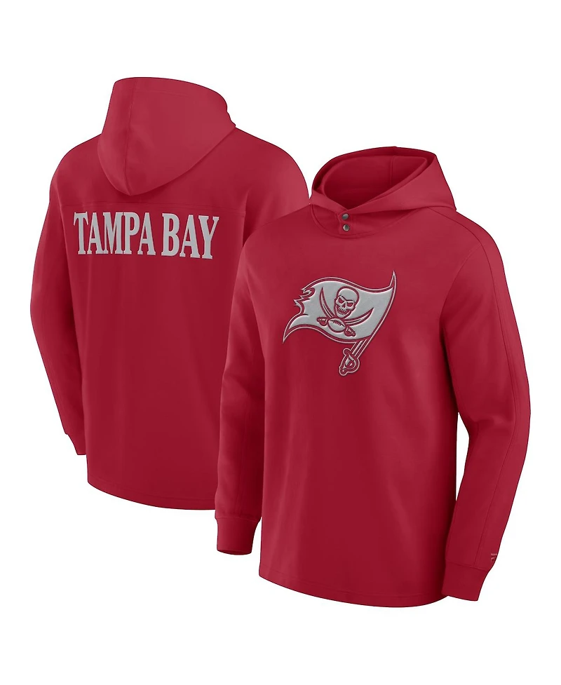 Fanatics Men's Red Tampa Bay Buccaneers Elements Blaze Tri-Blend Long Sleeve Hoodie T-Shirt