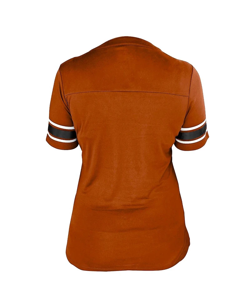 Fanatics Women's Texas Orange Longhorns Plus Mesh Overlay Lace-Up Jersey T-Shirt