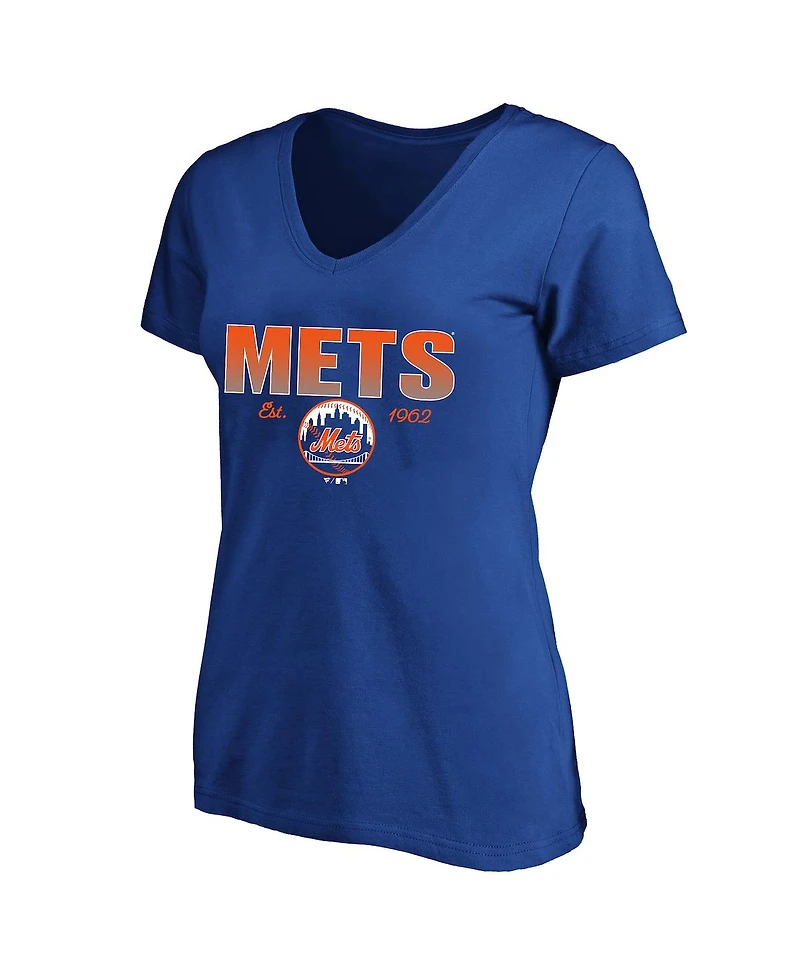 Fanatics Women's Royal New York Mets Plus Wordmark V-Neck T-Shirt