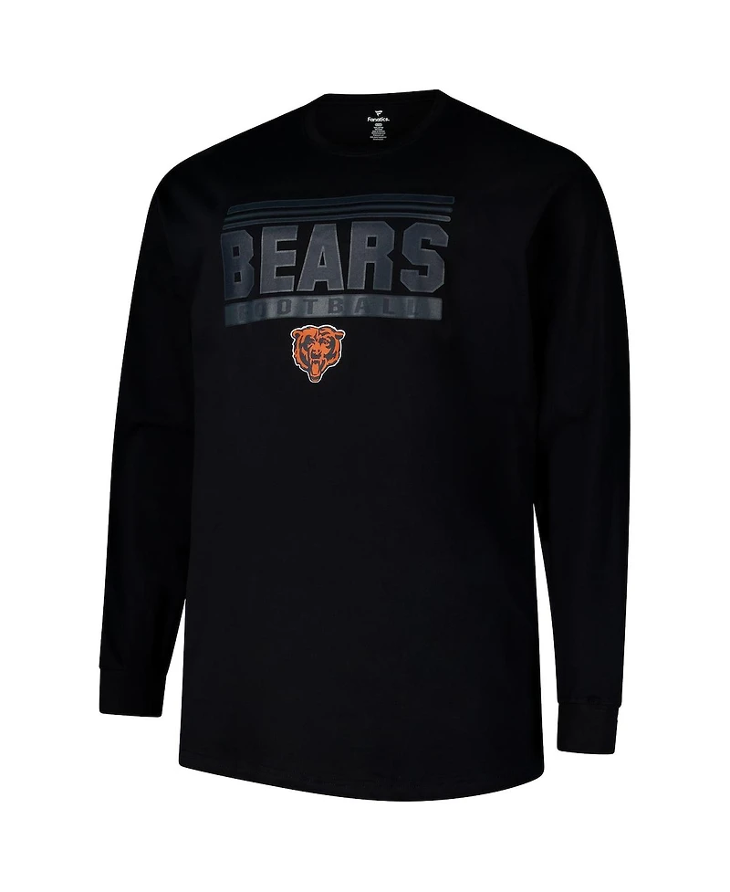Fanatics Men's Black Chicago Bears Big Tall Pop Long Sleeve T-Shirt