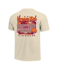 Image One Men's Natural Virginia Tech Hokies Comfort Colors Hand-Drawn Campus Stack T-Shirt