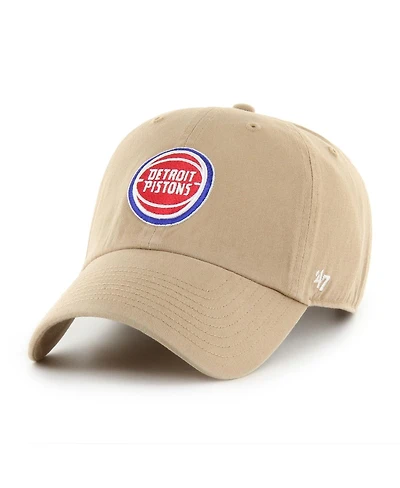 '47 Brand Men's Khaki Detroit Pistons Logo Clean Up Adjustable Hat