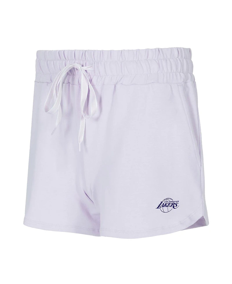 Concepts Sport Women's 2-Piece Light Purple Los Angeles Lakers Elevation Tri-Blend Long Sleeve Top and Shorts Set