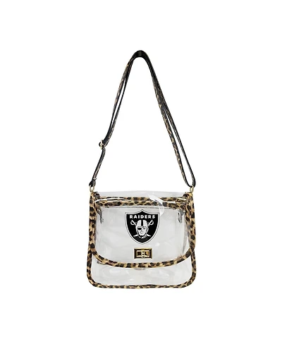 Logo Brands Las Vegas Raiders Leopard Print Trim Clear Purse