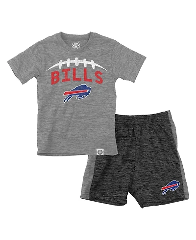 Wes & Willy Toddler Gray/Charcoal Buffalo Bills T-Shirt and Shorts Set