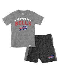 Wes & Willy Toddler Gray/Charcoal Buffalo Bills T-Shirt and Shorts Set