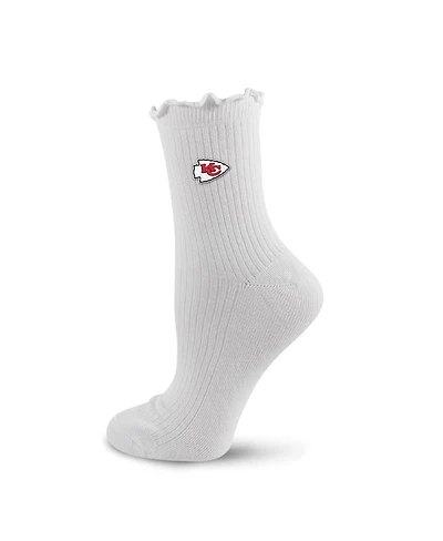 Pro Compression Women's White Kansas City Chiefs Logo Lettuce Hem Quarter Socks