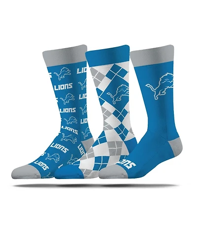 Strideline Men's and Women's 3-Pack Detroit Lions Business Knit Crew Socks