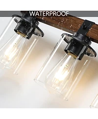 Busdays Inch Rustic Light Vanity Light Industrial Bathroom Wall Sconce with Glass Shades Wood Accent Modern Farmhouse Lighting Fixture No Bulbs