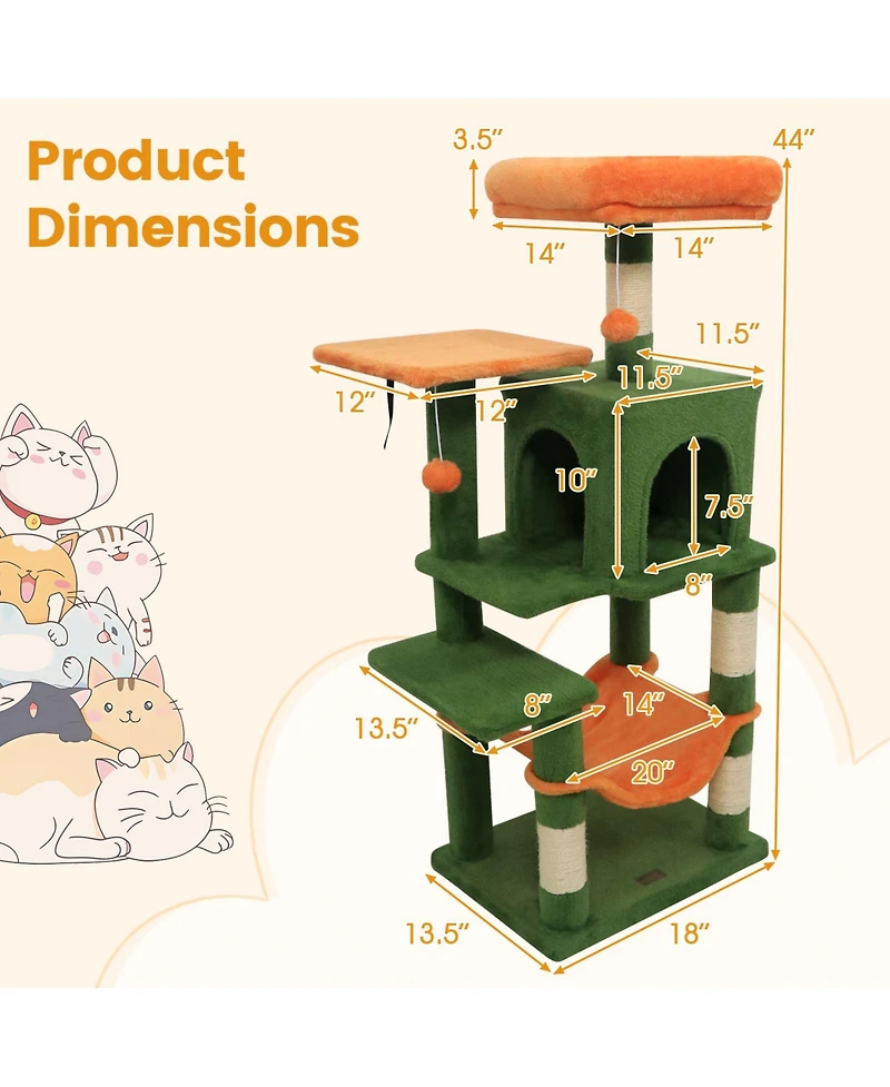 Cozito Multi-Level Cat Tower with 2-Door Condo and Padded Top Perch