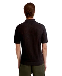 Karl Lagerfeld Paris Men's Open Weave Diamond Knit Polo Shirt